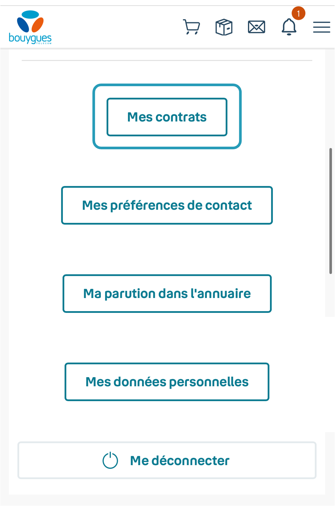 Retrouver contrat de service - Assistance Bouygues Telecom